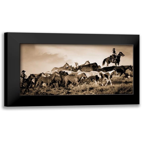 Caro, Wendy 14x9 Black Modern Framed Museum Art Print Titled - Gathering The Herd