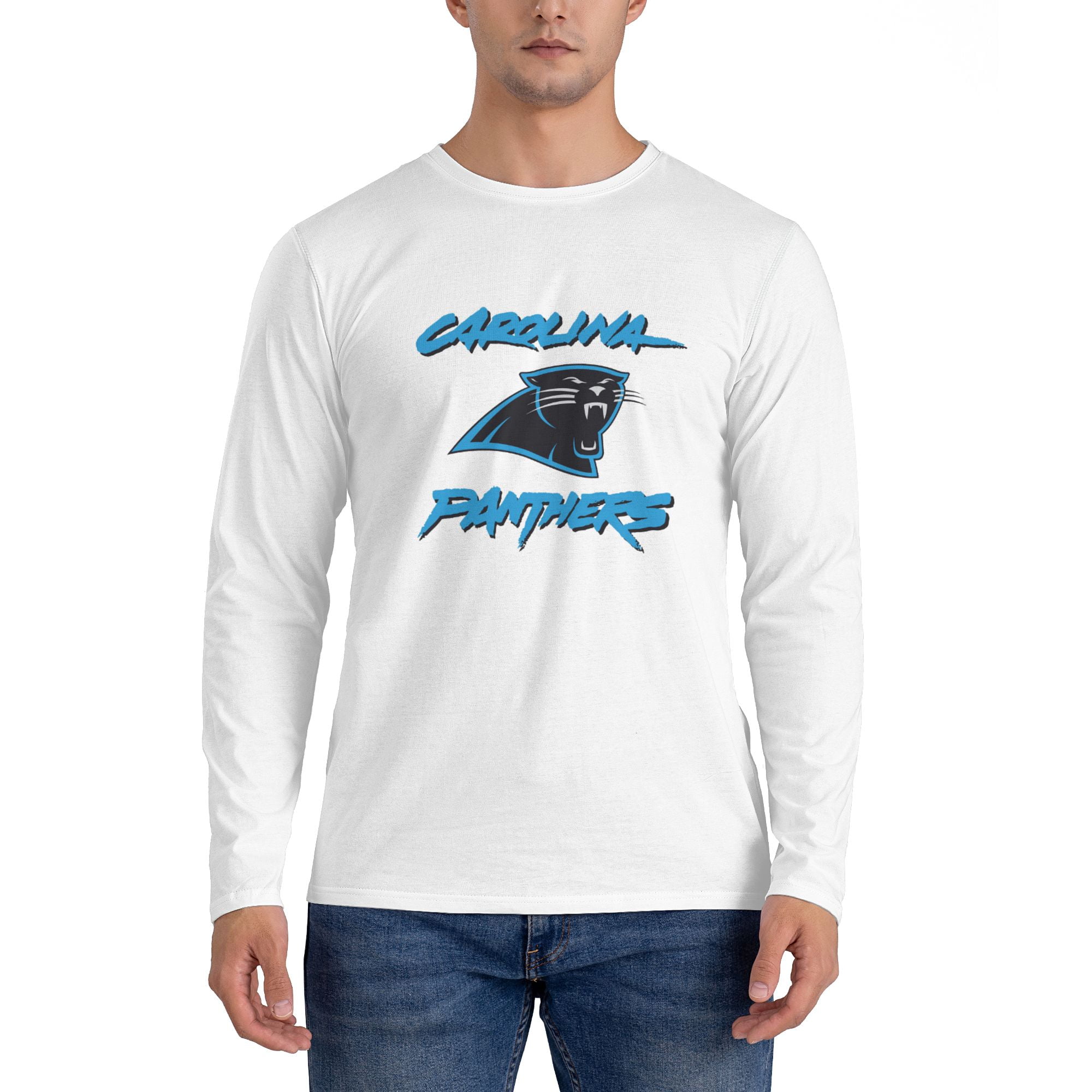 Caro-lina_Panthers Fashion Men'S Crew Neck Long Sleeve T-Shirt White ...