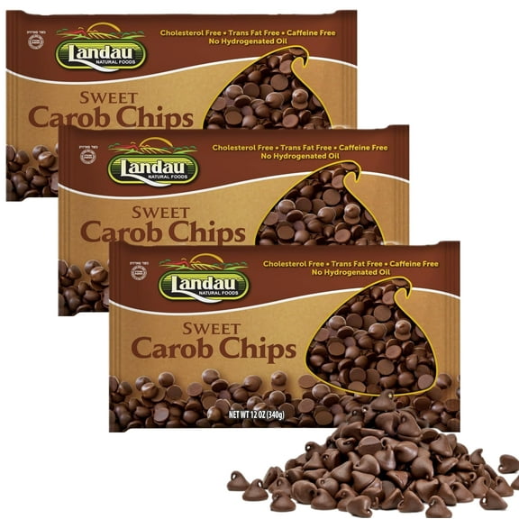 Just Grown Carob Baking Chips, Sweetened, Dairy Free, Kosher, 12 oz, Pack of 3