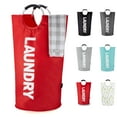 thumbnail image 1 of Caroeas 100L Laundry Basket,Large Laundry Hamper,Laundry Bag with Padded Handles, Clothes Hamper Stands Up Well, Collapsible Free Standing Easy Storage Washing Bin (Red), 1 of 7