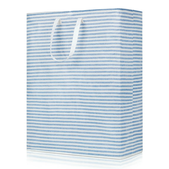 Caroeas 100L XL Laundry Basket, Waterproof Extra Large Laundry Basket, Foldable Laundry Basket with Soft Cotton Handles, Laundry Hamper Easy Storage ( Blue )