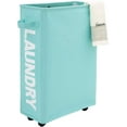 thumbnail image 1 of Caroeas 22" Rolling Slim Laundry Basket with Stand Foldable Waterproof Sorter and Organizer on Wheels Tall Thin Dirty Laundry Hamper Basket Home Cotton Corner Bin, 1 of 7