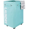thumbnail image 1 of Caroeas 24" Pro+ Wheeled Laundry Hamper Light Blue Breathable Cover Heavy Duty Laundry Sorter Dirty Clothes Organizer Waterproof Foldable Laundry Basket Extra Large Cotton Laundry Bag, 1 of 6