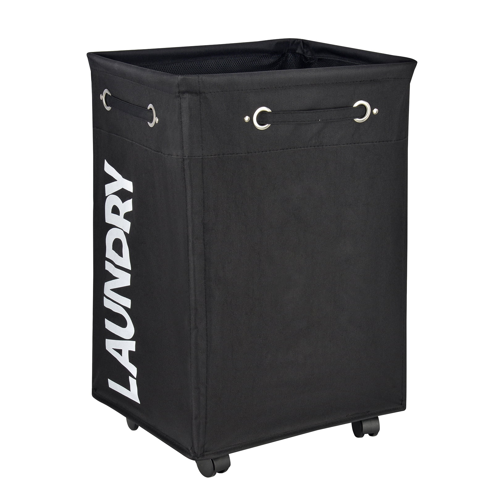 Caroeas 24" Pro+ Wheeled Laundry Hamper Light Blue Breathable Cover Heavy Duty Laundry Sorter Dirty Clothes Organizer Waterproof Foldable Laundry Basket Extra Large Cotton Laundry Bag