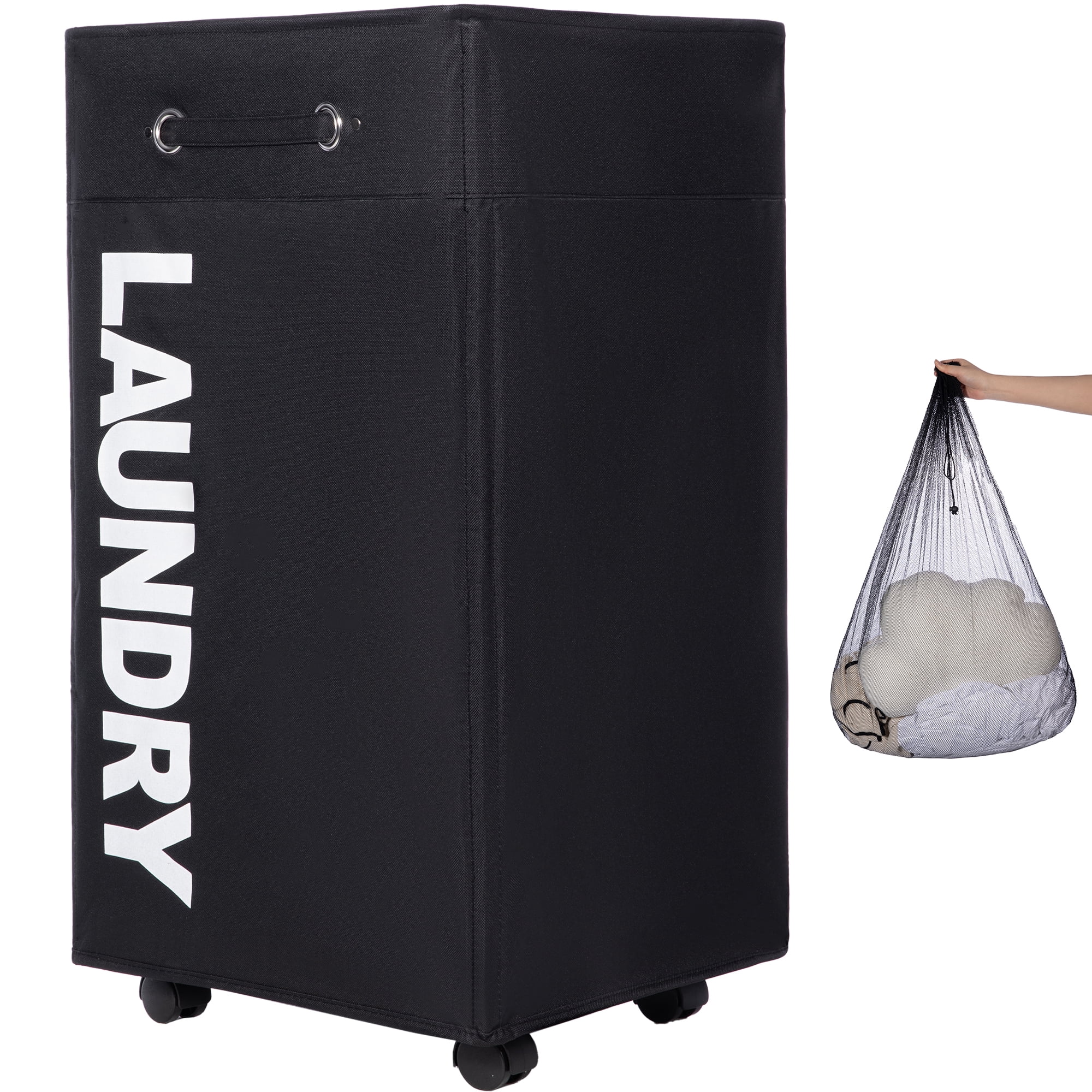 Caroeas 30'' Pro+ Large Rolling Laundry Basket, Collapsible Hamper on