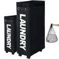 thumbnail image 1 of Caroeas Slim Rolling Laundry Hamper with Removable Washing Bag, Black, 1 of 6
