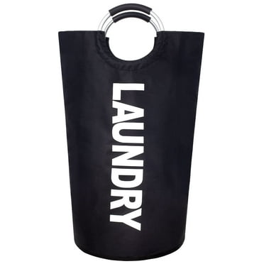 Caroeas 90L Lite Laundry Basket, Fabric tall Laundry Hamper, Foldable Laundry Bag with Aluminum Handle, X-large, Black