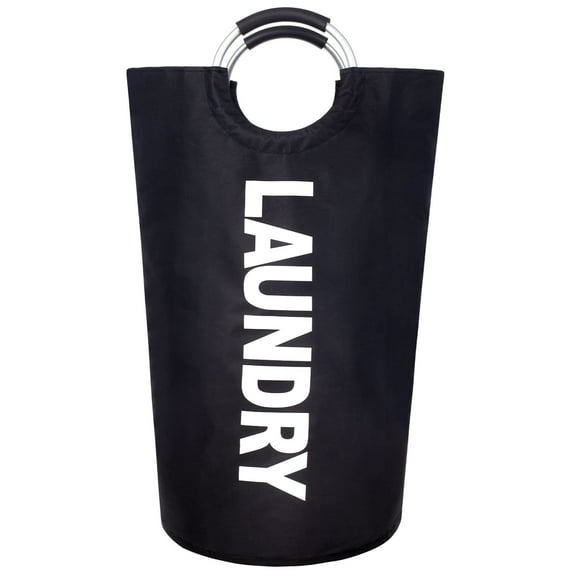 Caroeas 90L Lite Laundry Basket, Fabric tall Laundry Hamper, Foldable Laundry Bag with Aluminum Handle, X-large, Black