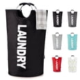 thumbnail image 1 of Caroeas 90L X-Large Laundry Basket (13 Colors), Waterproof Laundry Hamper, Tall Fabric tall Laundry Bag, Foldable Washing Bin with Aluminum Handle, Black, 1 of 6