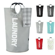 Caroeas 95L X-Large Laundry Basket 14 Colors, Waterproof Laundry Hamper, Laundry Bag with Padded Handles, Clothes Hamper Stands Up Well, Collapsible Laundry Basket Easy StorageLight Grey