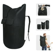 Caroeas Extra Large 125L Laundry Bag with Strong Adjustable Shoulder Straps, Heavy Duty Laundry Backpack with Drawstring Closure, Laundromat Bag for Travel, College, Laundromat and Apartment, Black