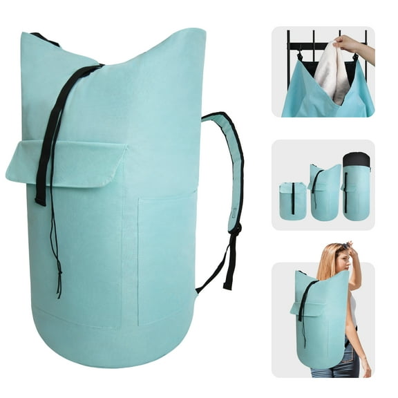 Caroeas Extra Large 125L Laundry Bag with Strong Adjustable Shoulder Straps, Laundry Backpack with Drawstring Closure, Laundromat Bag for Travel, College, Laundromat and Apartment, Dark Gray
