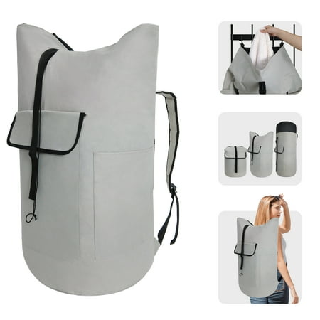 Caroeas Extra Large 125L Laundry Bag with Strong Adjustable Shoulder Straps, Laundry Backpack with Drawstring Closure, Laundromat Bag for Travel, College, Laundromat and Apartment, Dark Gray