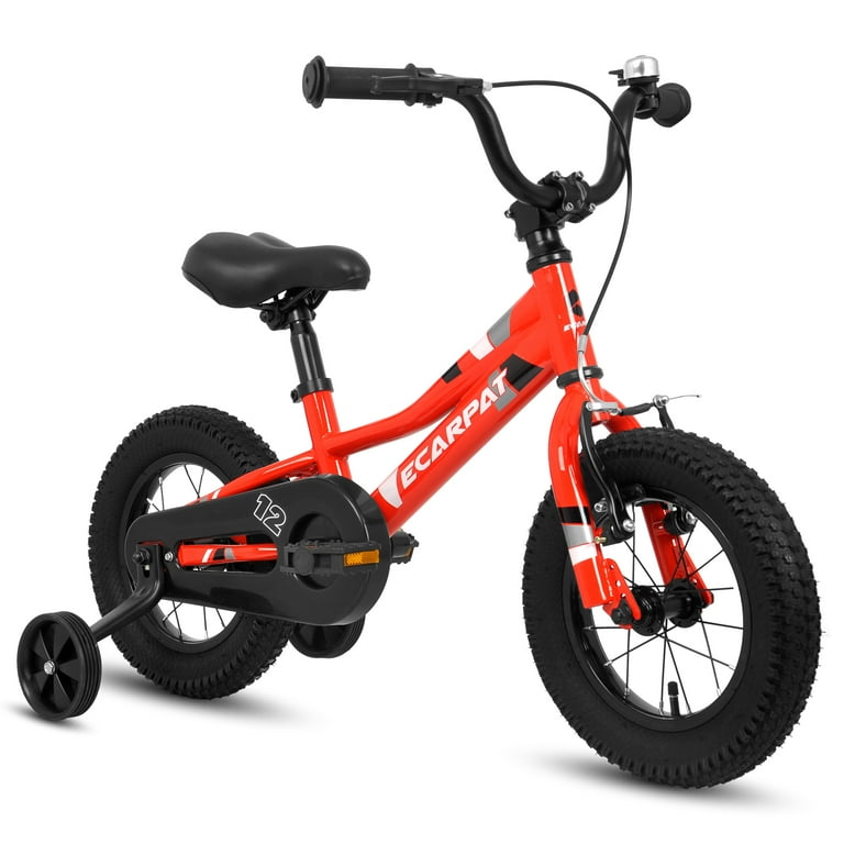 Caroeas Kids Bike 12 Inch Bicycle for Toddlers and Children Ages 2 4 with Removable Training Wheels and Coaster Brake Red Walmart