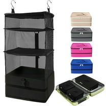 Caroeas Portable Hanging Travel Organizer, 3 Shelves, Black