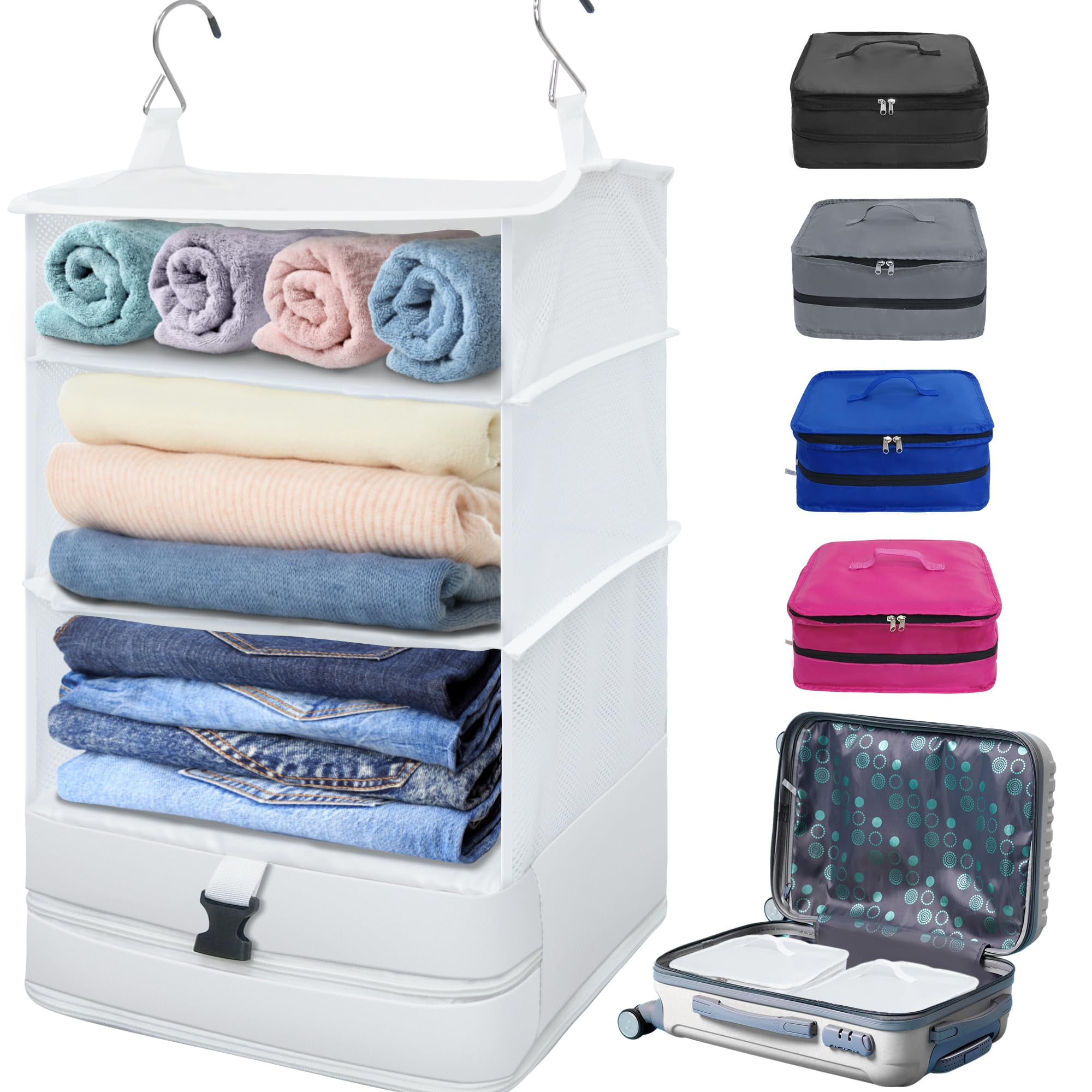 Caroeas XLarge Portable Hanging Travel Shelves, Packing Cube Organizer