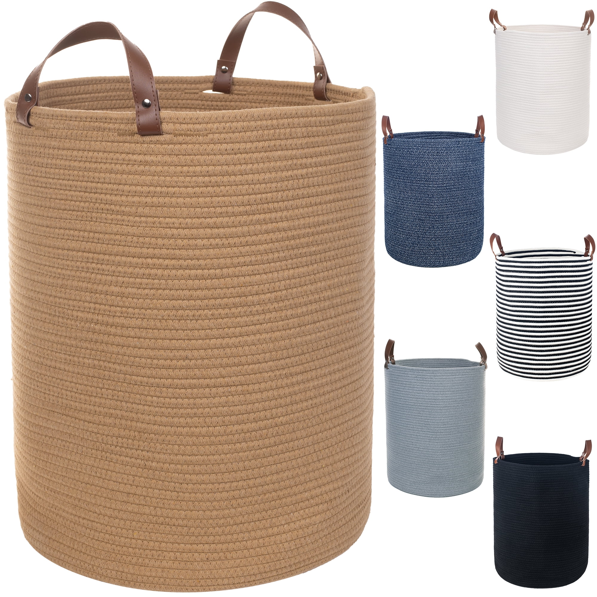 Caroeas XXXL Extra Large Rope Basket, 16''x20'' Woven Storage Basket ...