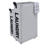 Laundry Hamper, Caroeas 27inch x-Large Rolling Laundry Basket Collapsible Tall Slim Laundry Hamper with Washable & Breathable Mesh Liner Waterproof & Dustproof Laundry Cart on Wheels (Grey)