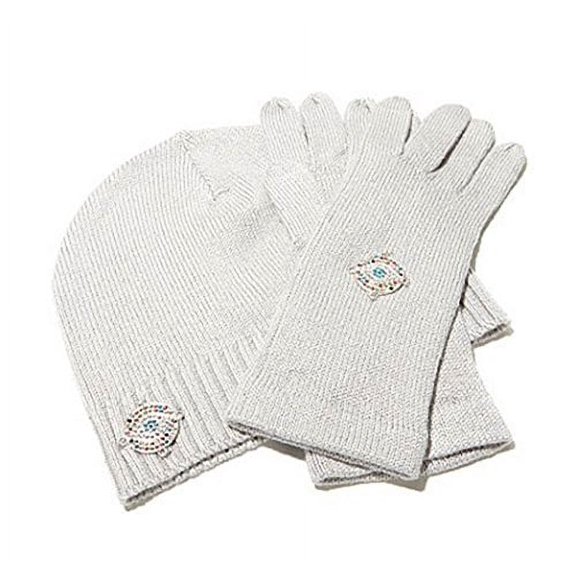 Carol Brodie Accessorize Your Life "Jeweled Evil Eye" Hat and Gloves Set ~Gray