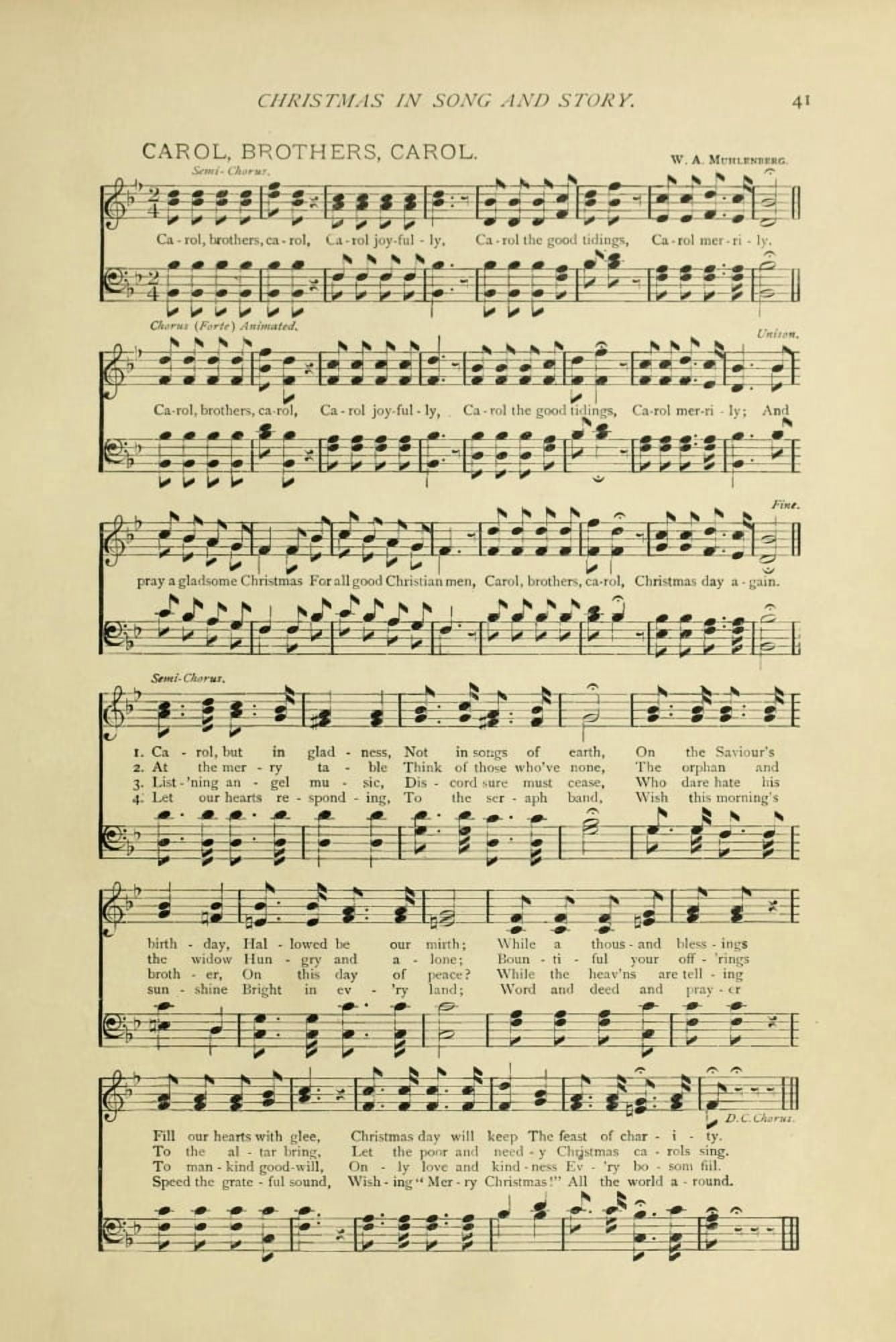 Carol Brothers Carol Christmas in Song 1891 Canvas Art - (18 x 24)