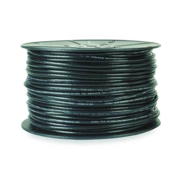 Carol Coaxial Cable,18 AWG,Black,PVC C5886.41.01