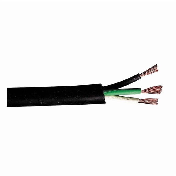 Portable Cord, SJOOW, 12 AWG, 3 C, Black, EPDM Rubber, Stranded, 300V, Indoor/Outdoor, 100 ft