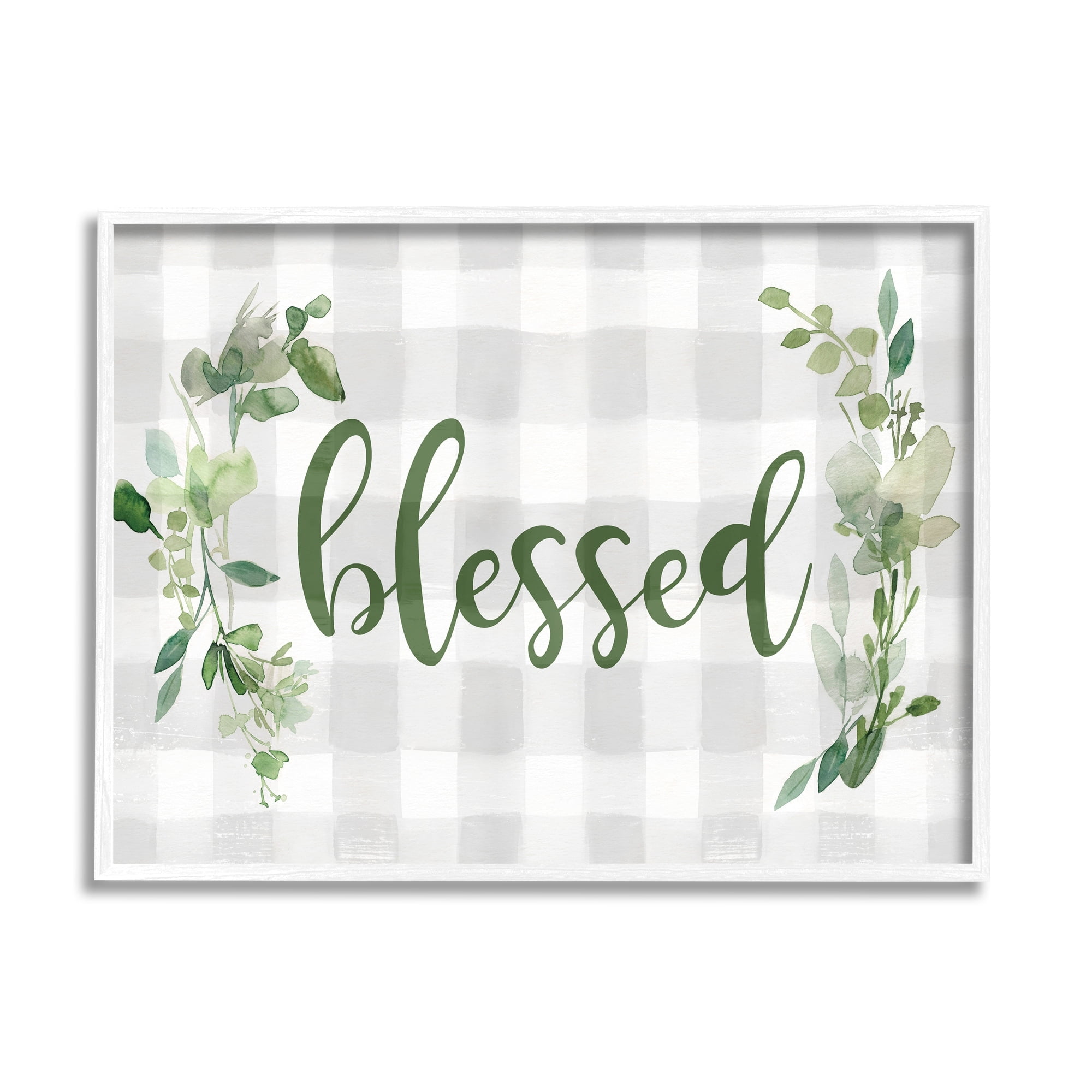 Carol Robinson Blessed Religious Phrase Geometric Herbal Tablecloth Pattern 14 in x 11 in Framed Painting Art Print, by Stupell Home Décor