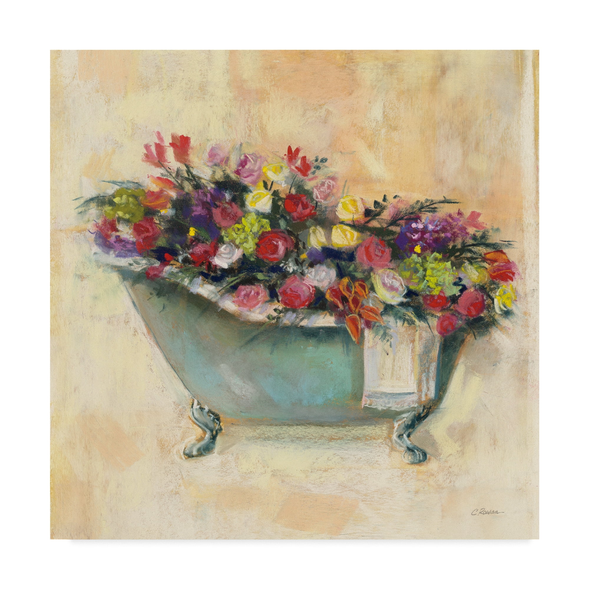 Carol Rowan Floral Bathtub Bouquet Canvas Art, 14x14