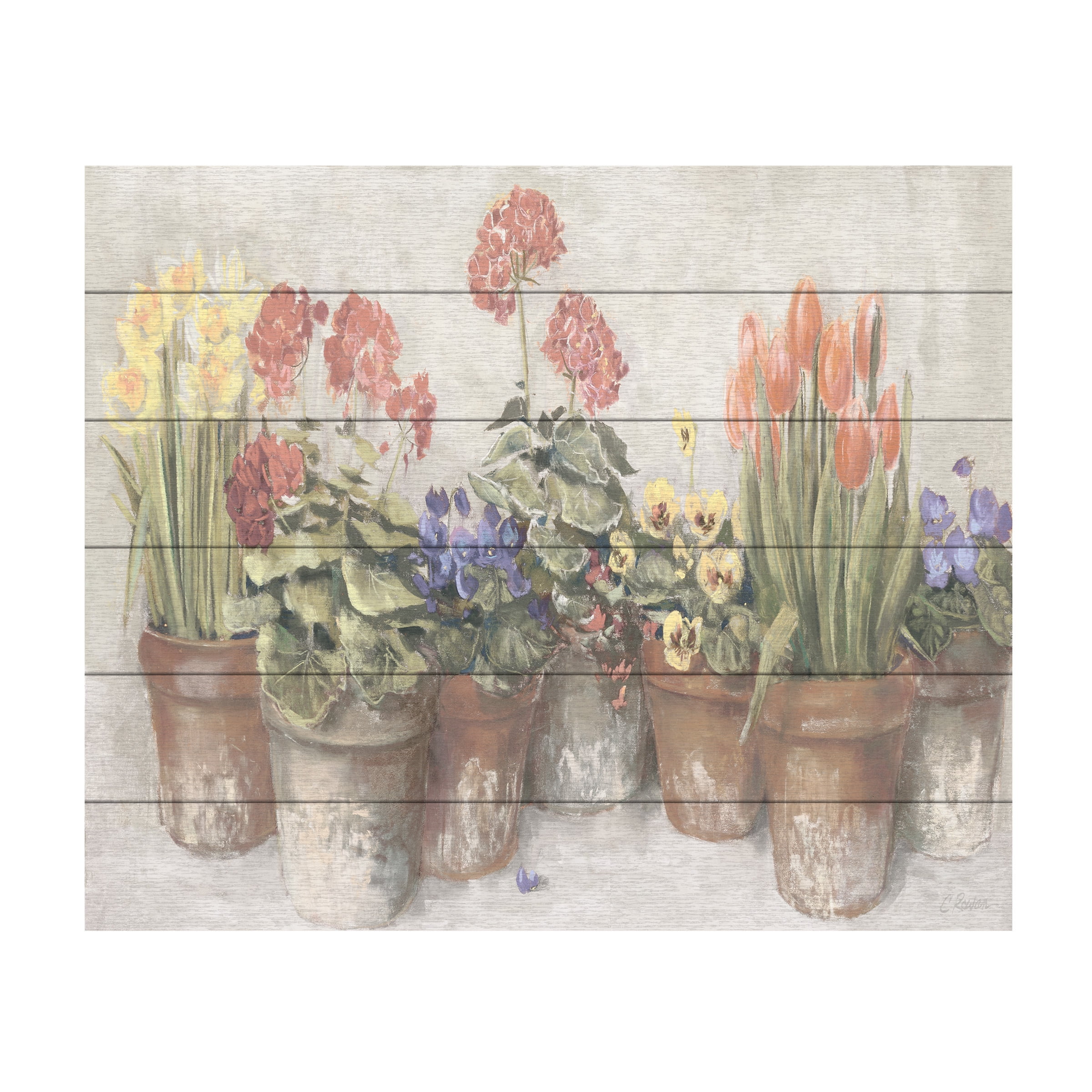 Spring Greenhouse Floral Print on Canvas 18x22
