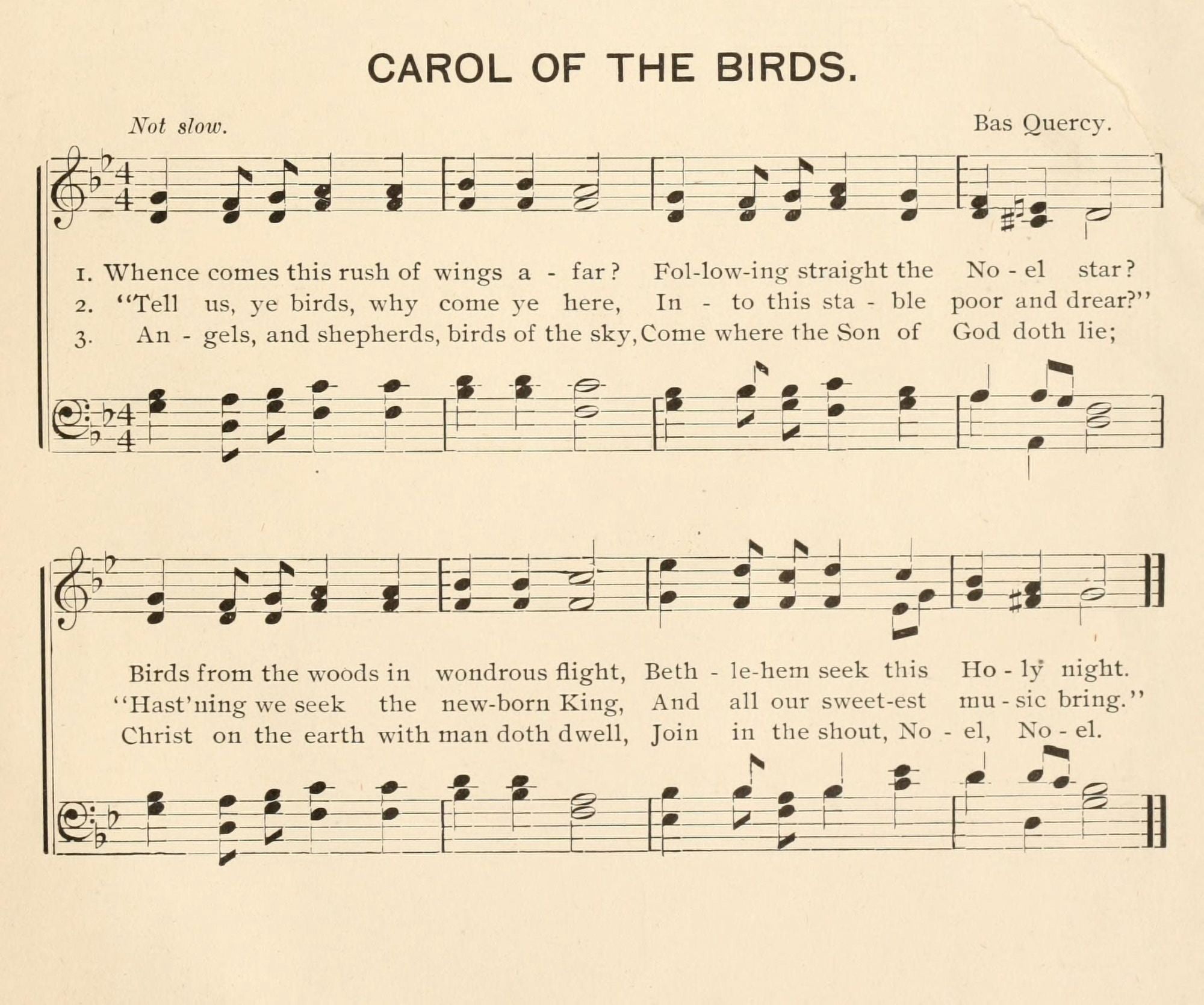 Carol of the Birds Bas Quercy Christmas Carols & Hymns 1910 Canvas Art - (18 x 24)
