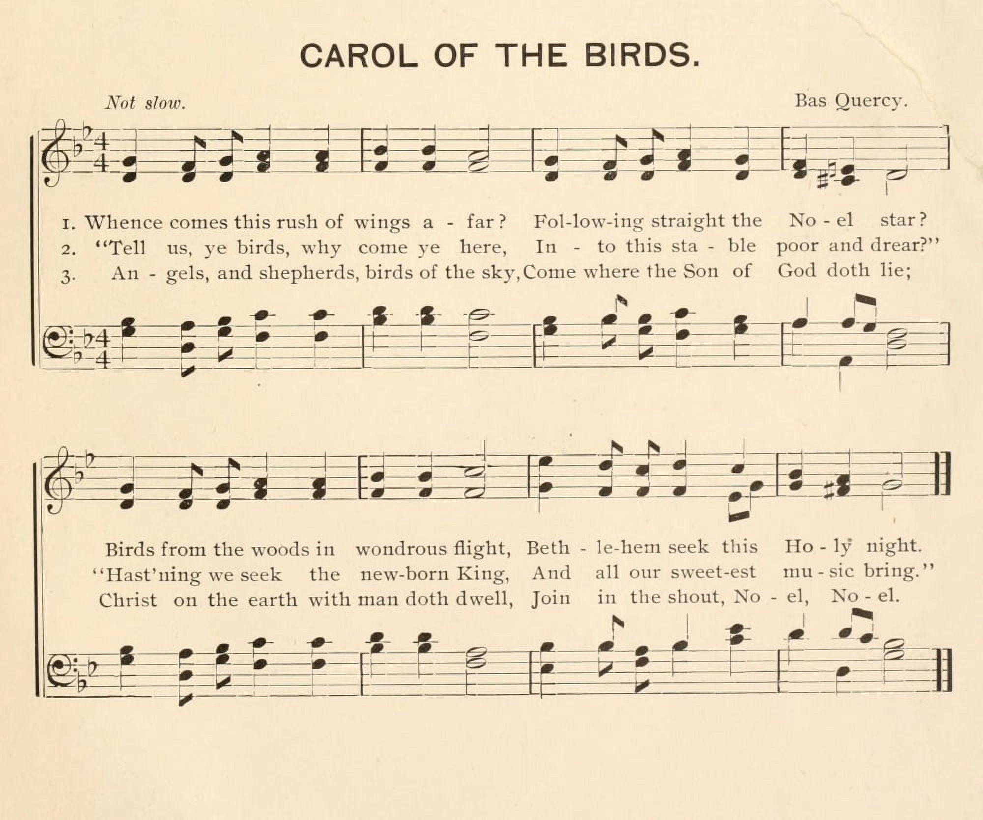 Carol of the Birds Bas Quercy Christmas Carols & Hymns 1910 Canvas Art - (24 x 36)