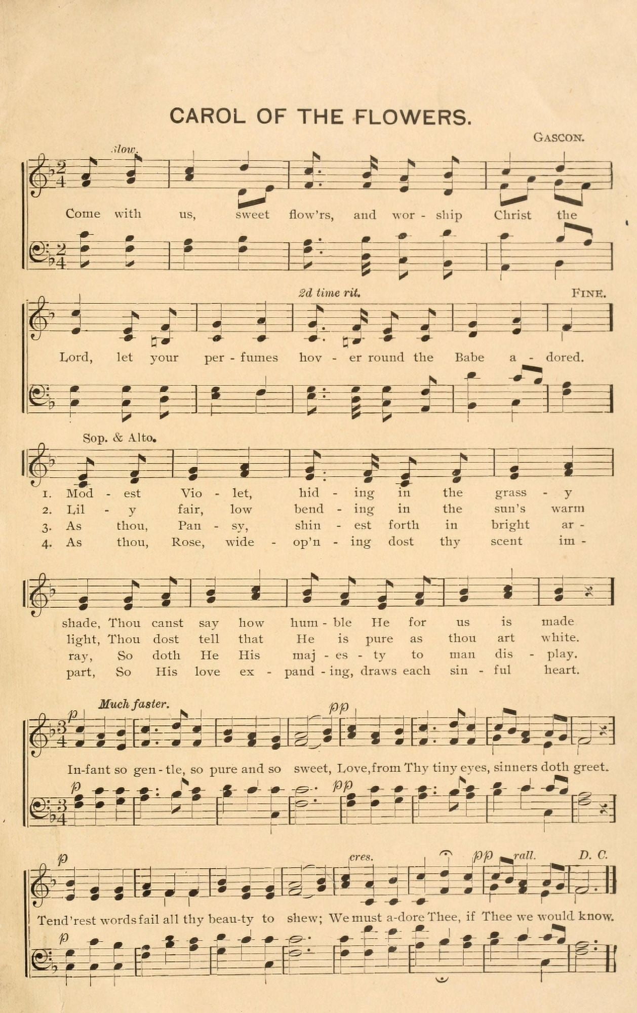 Carol of the Flowers Gascon Christmas Carols Ancient & Modern 1897 Canvas Art - (18 x 24)