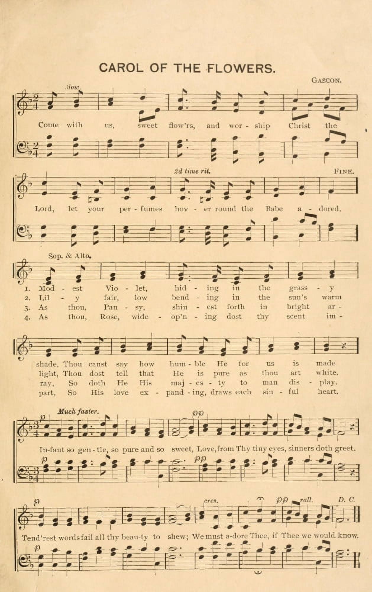 Carol of the Flowers Gascon Christmas Carols Ancient & Modern 1897 Canvas Art -  (24 x 36)