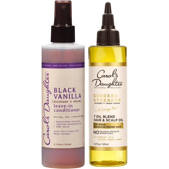 Carol’s Daughter Black Vanilla Leave in Conditioner Spray and Goddess Strength Castor Oil Hair Oil for All Hair Types