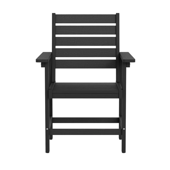 Carolayne 18'' HDPS Outdoor Dining Chair Set of 1, Patio Chair with Armrest for Backyard, Black