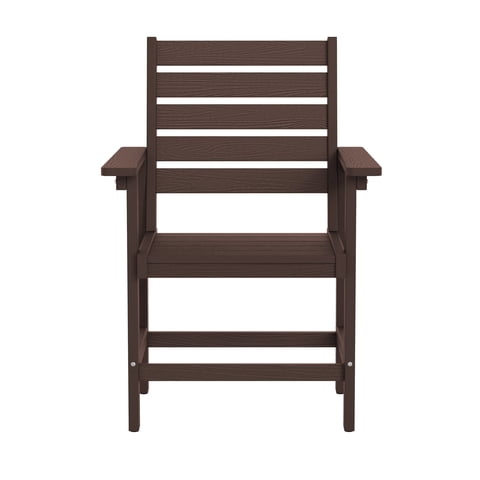Carolayne 18'' HDPS Outdoor Dining Chair, Patio Chair with Armrest for Backyard, Coffee