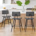 thumbnail image 1 of Carolayne 24.8" Counter Height Bar Stools Set of 3, Upholstered Barstools with Curved Back & Metal Legs, Dark Gray, 1 of 7