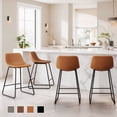 thumbnail image 1 of Carolayne 24" Bar Stools Set of 4, Counter Height Stools with Back for Kitchen Island and Dining Room, Faux Leather, Whisky Brown, 1 of 6