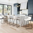 thumbnail image 1 of Carolayne 24" Bar Stools Set of 4, Counter Height Stools with Back for Kitchen Island and Dining Room, Faux Leather, White, 1 of 5