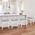 thumbnail image 1 of Carolayne 24 Inch Counter Height Bar Stools Set of 4, Upholstered Saddle Seat with Solid Rubber Wood Legs for Kitchen Island, Light Grey Linen, 1 of 7