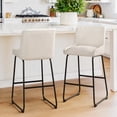 thumbnail image 1 of Carolayne 26"Counter Height Bar Stools Set of 2, Linen Fabric, 2.5" Cushion, Linen Color, 1 of 5