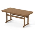 thumbnail image 1 of Carolayne 66'' Outdoor Dining Table with Umbrella Hole, Weather Resistant HDPS Rectangle Patio Table, Brown, 1 of 6