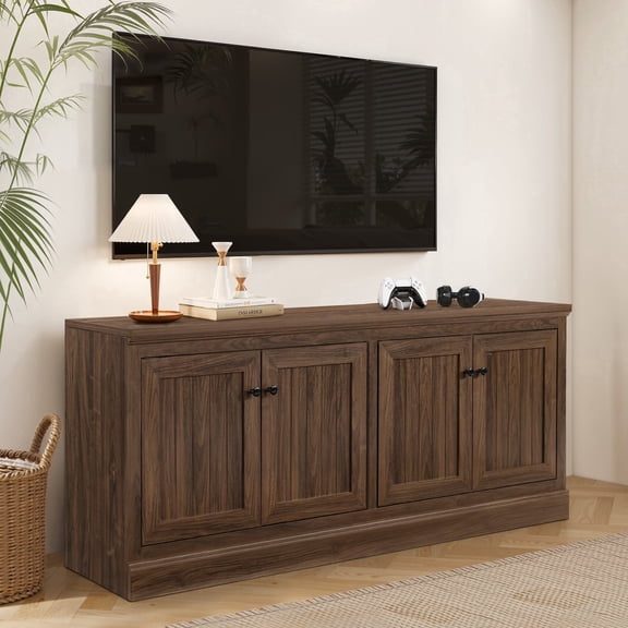 Carolayne 72" Sideboard Buffet Cabinet, 4 Doors Wood Console Cabinet with Storage, Modern Large Cabinet for Entryway, Dining Room, Dark Brown