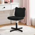 thumbnail image 1 of Carolayne 13.8-18.9'' Adjustable Vanity Chair, 360° Swivel Upholstered Ottoman Stool for Makeup Room Living Room, Black, 1 of 11