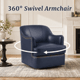 thumbnail image 1 of Carolayne Leather Accent Chair, 360°Swivel Accent Chair, Modern Barrel Accent Armchair Waterproof for Living Room, Blue, 1 of 10
