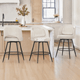thumbnail image 1 of Carolayne 26.5" Swivel Bar Stools Set of 3, Modern Fabric Counter Height Bar stools with Back & Removable Cushion for Kitchen Island, Linen Color, 1 of 9