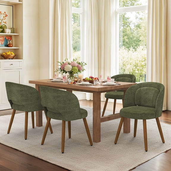 Carolayne Upholstered Dining Chairs Set of 4, Dining Side Chairs with Separate Back Cushion & Solid Wood Legs, Sage Green