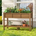 thumbnail image 1 of Carolayne Vertical Planter Stand with Shelf, Outdoor Raised Garden Bed for Garden, Brown, 1 of 8