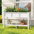 thumbnail image 1 of Carolayne Vertical Planter Stand with Shelf, Outdoor Raised Garden Bed for Garden, White, 1 of 8