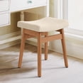 thumbnail image 1 of Carolayne Vintage Vanity Stool, Upholstered Non-Slip, Linen with Dark Natural Wood Legs, 1 of 7
